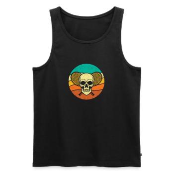 Tennis Skull Player Coach Fan Funny Sport - Men's Premium Organic Tank Top - black - Front - Michal (187cm)