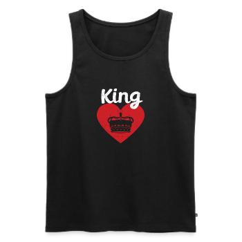 King Red Heart Crown Silhouette Couples Man Woman - Men's Premium Organic Tank Top - black - Front - Michal (187cm)