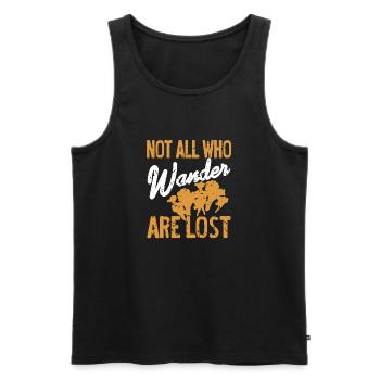 Not All Who Wander Are Lost Retro Mushroom Hunting - Men's Premium Organic Tank Top - black - Front - AI Model Male 178 light (178cm)