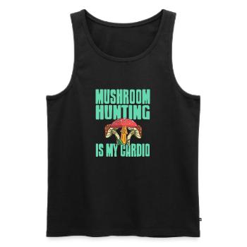 Mushroom Hunting Is My Cardio Retro Funny Mycology - Men's Premium Organic Tank Top - black - Front - AI Model Male 178 light (178cm)