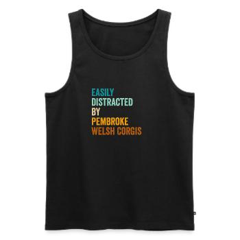 Leicht abgelenkt von Pembroke Welsh Corgis - Männer Premium Bio Tank Top - Schwarz - Vorne - Michal (187cm)