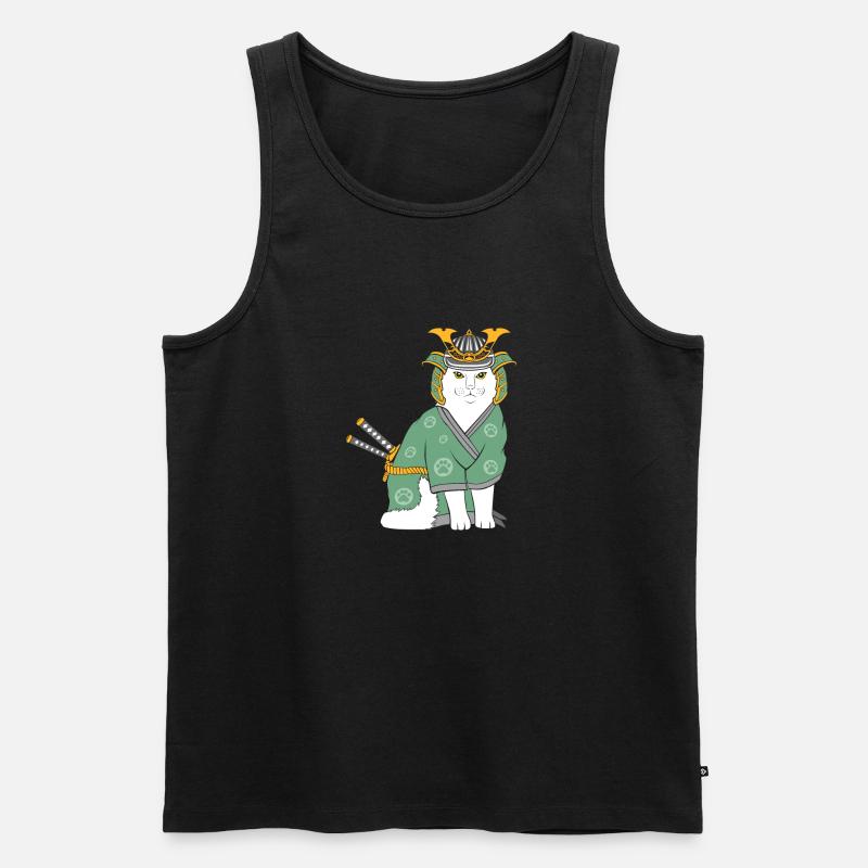 Neko Samurai Funny - Männer Premium Bio Tank Top - Schwarz