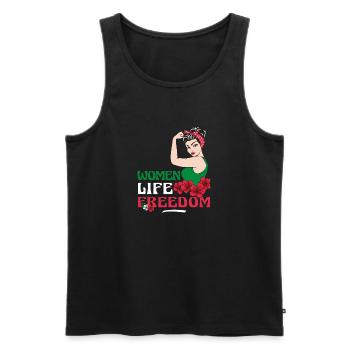 Niedliche iranische Frauen - Frauen Leben Freiheit - Männer Premium Bio Tank Top - Schwarz - Vorne - Michal (187cm)