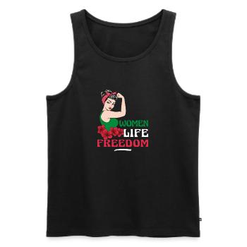Women Life Freedom - Niedliche iranische Frauen - Männer Premium Bio Tank Top - Schwarz - Vorne - Michal (187cm)