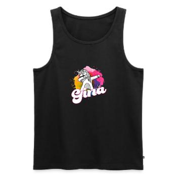 GINA - Schöner Name mit dabbing Einhorn - Männer Premium Bio Tank Top - Schwarz - Vorne - AI Model Male 178 light (178cm)