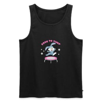 Lustiges und Süßes Trampolin Design mit Hase für - Männer Premium Bio Tank Top - Schwarz - Vorne - Michal (187cm)