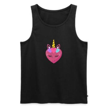 Mignon cœur de licorne Licornes de Saint-Valentin - Débardeur bio Premium Homme - noir - Devant - Michal (187cm)