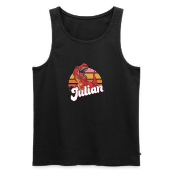 JULIAN - Beautiful boy name with T-REX Dino - Men's Premium Organic Tank Top - black - Front - Michal (187cm)