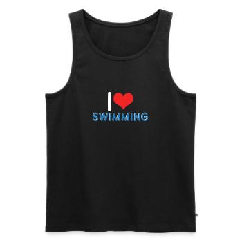 Schimmer Schwimmen I Love Swimming - Männer Premium Bio Tank Top - Schwarz - Vorne - AI Model Male 178 light (178cm)