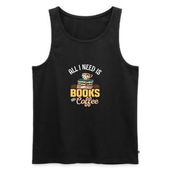 Tout ce dont j’ai besoin, c’est de livres et de café L’amateur de livres lit - Débardeur bio Premium Homme - noir - Devant - Michal (187cm)