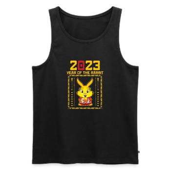 New Years Of The Rabbit 2023 Fengshui More Wish - Men's Premium Organic Tank Top - black - Front - Michal (187cm)