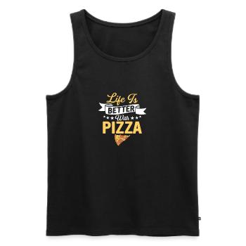La vie est meilleure avec une soirée sur le thème de la pizza amusante - Débardeur bio Premium Homme - noir - Devant - Michal (187cm)