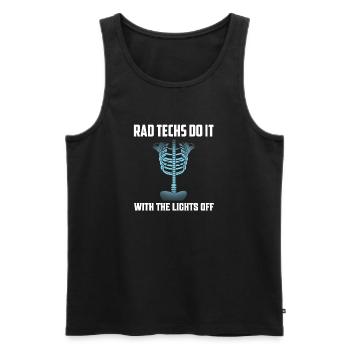 Les techniciens Rad le font avec The Lights Off Radiology X-Ra - Débardeur bio Premium Homme - noir - Devant - Michal (187cm)