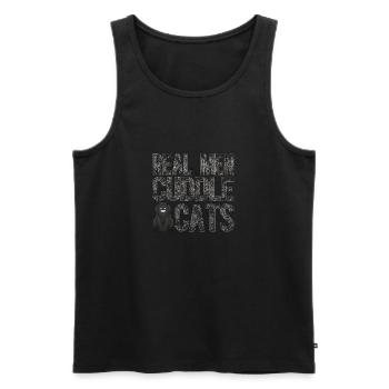 Real Men Cuddle Cats Funny Retro Cat Chaton amoureux - Débardeur bio Premium Homme - noir - Devant - Michal (187cm)