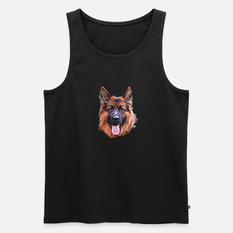 Deutscher Schäferhund Gesicht - Männer Premium Bio Tank Top - Schwarz