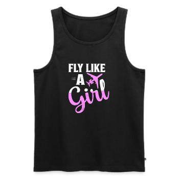 Fly Like A Girl Aviation Pilot Airline - Débardeur bio Premium Homme - noir - Devant - AI Model Male 178 light (178cm)