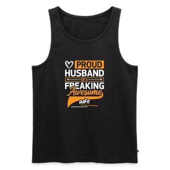 Proud Husband of a Freaking Awesome Wife Holiday - Men's Premium Organic Tank Top - black - Front - Michal (187cm)