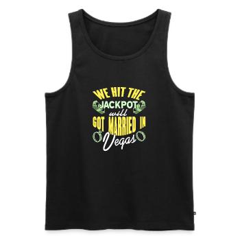 We Hit The Jackpot Will Got Married In Vegas - Men's Premium Organic Tank Top - black - Front - Michal (187cm)