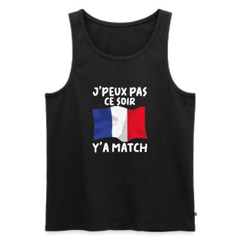 J'peux Pas Match Cadeau Drapeau France Supporter - Débardeur bio Premium Homme - noir - Devant - AI Model Male 178 light (178cm)