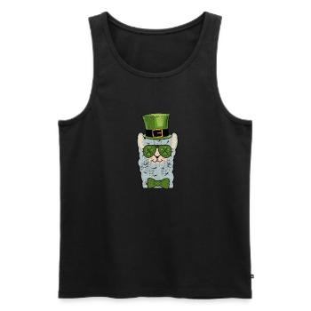 Leprechaun Llama Kopf Alpaka St Patricks Day Tier - Männer Premium Bio Tank Top - Schwarz - Vorne - Michal (187cm)