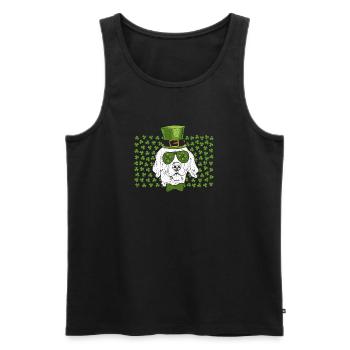 Leprechaun Golden Retriever Clover St. Patrick’s - Débardeur bio Premium Homme - noir - Devant - Michal (187cm)