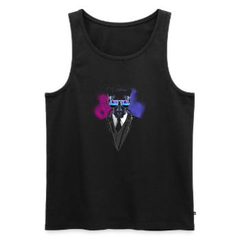 Feline techno - Men's Premium Organic Tank Top - black - Front - AI Model Male 178 light (178cm)