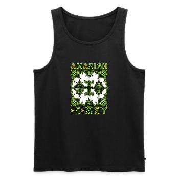 TIFINAGH - MOTIFS DSE POTERIES KABYLES BERBERES - Débardeur bio Premium Homme - noir - Devant - AI Model Male 178 light (178cm)
