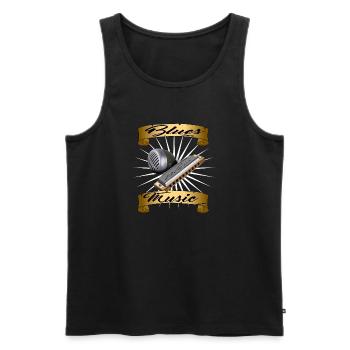Blues music - Men's Premium Organic Tank Top - black - Front - AI Model Male 178 light (178cm)