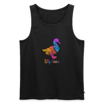 Silly Goose On The Loose Funny Goose Meme - Männer Premium Bio Tank Top - Schwarz - Vorne - Michal (187cm)