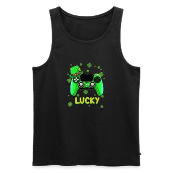 Lucky St Patrick’s Day Green Controller Gamer - Débardeur bio Premium Homme - noir - Devant - Michal (187cm)