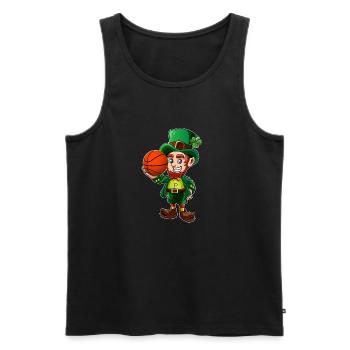 Cute Leprechaun with Basketball Funny St Patrick - Men's Premium Organic Tank Top - black - Front - Michal (187cm)