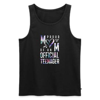 Fière maman d’un adolescent officiel de 13 ans. - Débardeur bio Premium Homme - noir - Devant - AI Model Male 178 light (178cm)