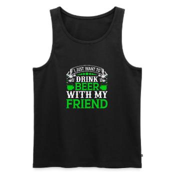 I just want to drink beer with my friend - Men's Premium Organic Tank Top - black - Front - AI Model Male 178 light (178cm)