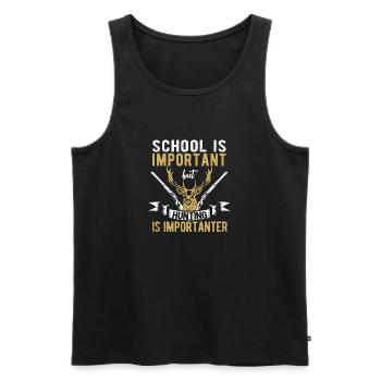 School is important, but hunting is important - Men's Premium Organic Tank Top - black - Front - AI Model Male 178 light (178cm)