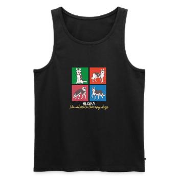 Huskys Die ultimativen Therapiehunde - Siberian Husky - Männer Premium Bio Tank Top - Schwarz - Vorne - AI Model Male 178 light (178cm)