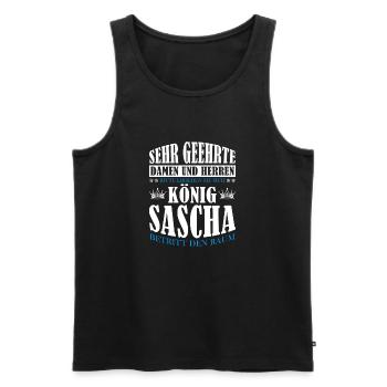 Sascha Namensshirt mit lustigem König Spruch - Männer Premium Bio Tank Top - Schwarz - Vorne - Michal (187cm)