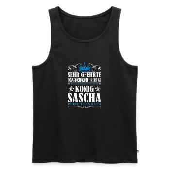Sascha Namensshirt mit lustigem König Spruch - Männer Premium Bio Tank Top - Schwarz - Vorne - Michal (187cm)