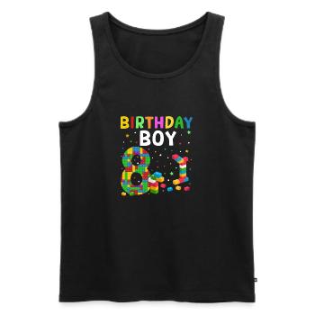 Birthday child building blocks 14 years old - Men's Premium Organic Tank Top - black - Front - Michal (187cm)