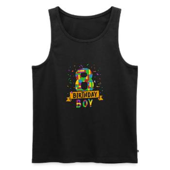 Birthday child building blocks 78 years old - Men's Premium Organic Tank Top - black - Front - Michal (187cm)