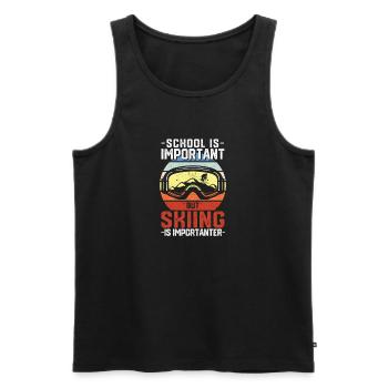 Schule ist wichtig, aber Skifahren ist wichtiger - Männer Premium Bio Tank Top - Schwarz - Vorne - Michal (187cm)