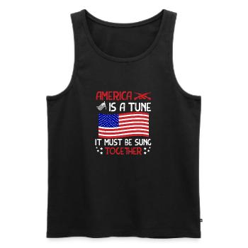 AMERIKA IST EINE MELODIE, DIE ZUSAMMEN GESUNGEN WERDEN MUSS - Männer Premium Bio Tank Top - Schwarz - Vorne - Michal (187cm)