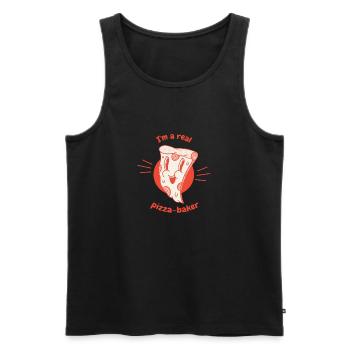 Je suis un vrai pizza-boulanger rétro drôle amateur de pizza - Débardeur bio Premium Homme - noir - Devant - AI Model Male 178 light (178cm)