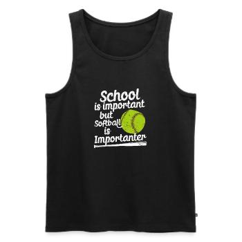 Schule ist wichtig, aber Softball noch wichtiger - Männer Premium Bio Tank Top - Schwarz - Vorne - Michal (187cm)