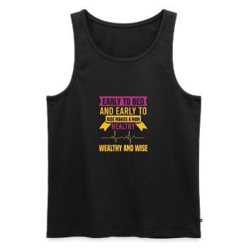 SE COUCHER TÔT ET SE LEVER TÔT REND UN HOMME EN BONNE SANTÉ - Débardeur bio Premium Homme - noir - Devant - Michal (187cm)