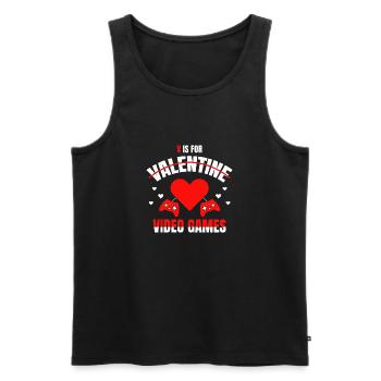 V ist für Videospiele Gamer Valentinstag lustiges Geschenk - Männer Premium Bio Tank Top - Schwarz - Vorne - AI Model Male 178 light (178cm)