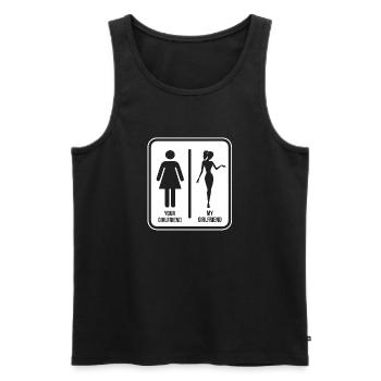 Your girlfriend vs my girlfriend - Männer Premium Bio Tank Top - Schwarz - Vorne - Michal (187cm)