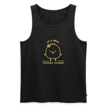 I'm A Real Chicken Chaser Retro Funny Chicken - Männer Premium Bio Tank Top - Schwarz - Vorne - Michal (187cm)