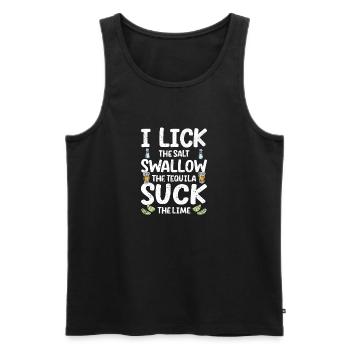 I lick salt swallow tequila sucking lime - Men's Premium Organic Tank Top - black - Front - Michal (187cm)