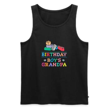 Birthday boy Grandpa building blocks - Men's Premium Organic Tank Top - black - Front - Michal (187cm)