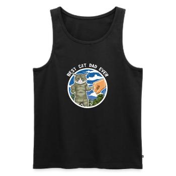 Bester Katzenvater aller Zeiten - Männer Premium Bio Tank Top - Schwarz - Vorne - Michal (187cm)